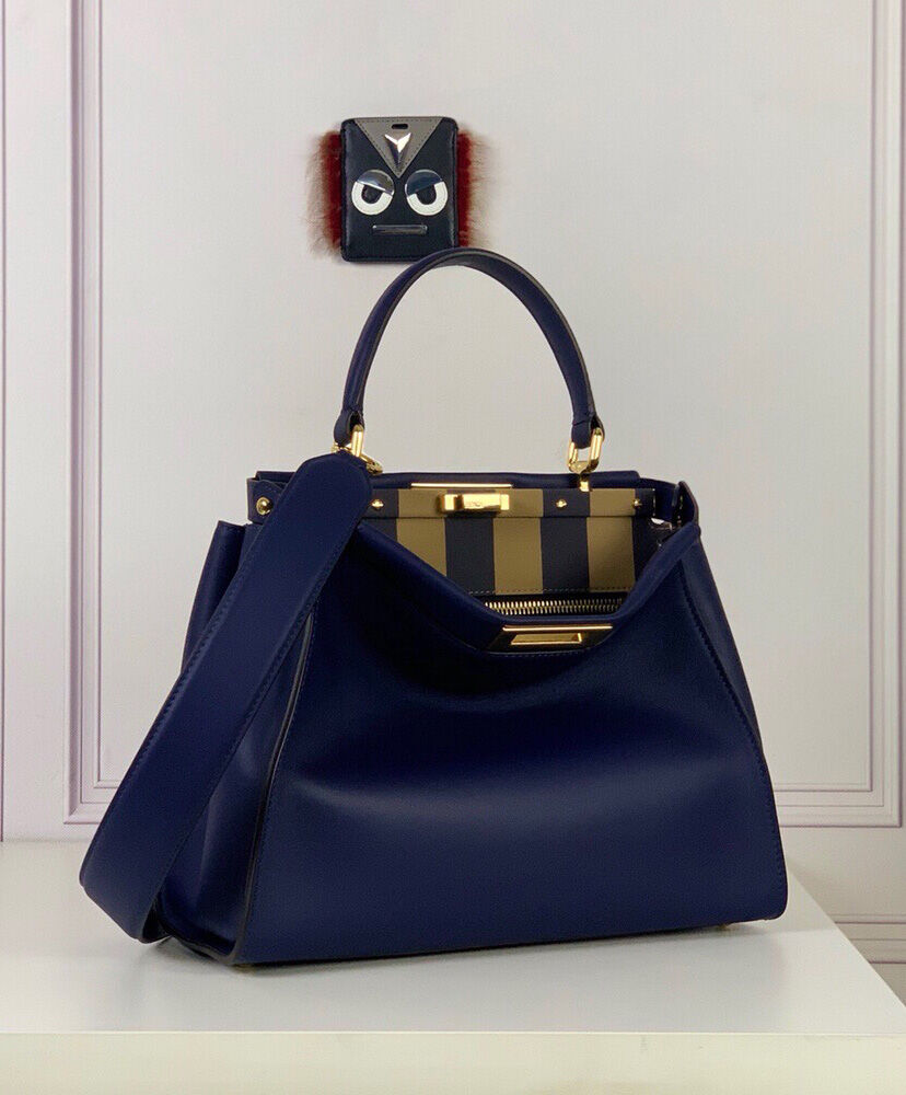 Fendi Peekaboo Iconic Medium Handbag 8BN2901 Navy Blue